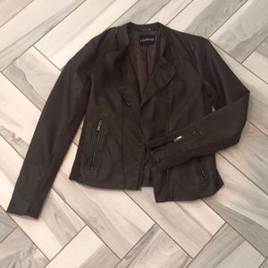 Express brown faux leather moto jacket